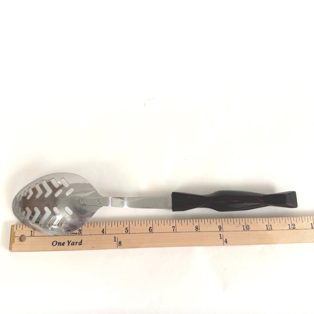 Vintage CUTCO Slotted Serving‎ Spoon Marbled Black Red Handle USA 12.5" - Picture 11 of 11